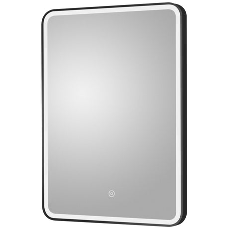 Nuie Hydus Rectangular LED Touch Sensor Framed Mirror H700 x W500mm Matt Black LQ701