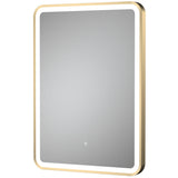 Nuie Hydus Rectangular LED Touch Sensor Framed Mirror H700 x W500mm Brushed Brass LQ702
