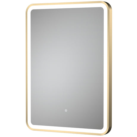 Nuie Hydus Rectangular LED Touch Sensor Framed Mirror H700 x W500mm Brushed Brass LQ702