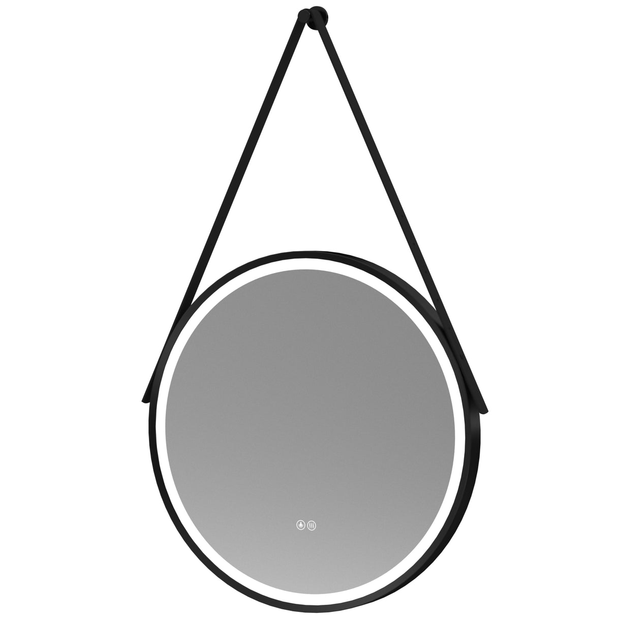 Nuie Salana Round LED Touch Sensor Framed Mirror With Strap H600 x W600mm Matt Black LQ711