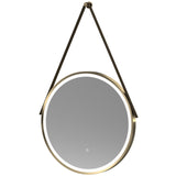 Nuie Salana Round LED Touch Sensor Framed Mirror With Strap H600 x W600mm Brushed Brass LQ712