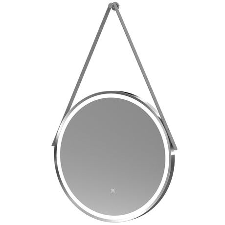 Nuie Salana Round LED Touch Sensor Framed Mirror With Strap H600 x W600mm Chrome LQ713
