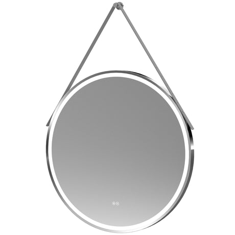 Nuie Salana Round LED Touch Sensor Framed Mirror With Strap H800 x W800mm Chrome LQ723