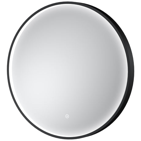 Nuie Mensa Round LED Touch Sensor Inset Framed Mirror H600 x W600mm Black LQ741