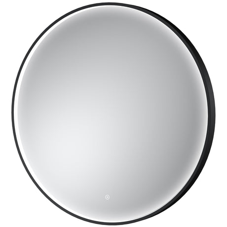 Nuie Mensa Round LED Touch Sensor Inset Framed Mirror H800 x W800mm Black LQ751