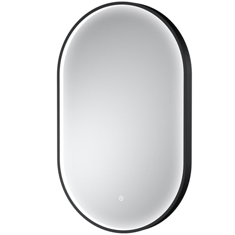 Nuie Columba Oval LED Touch Sensor Inset Framed Mirror H800 x W500mm Black LQ761
