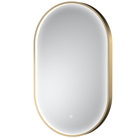 Nuie Columba Oval LED Touch Sensor Inset Framed Mirror H800 x W500mm Brushed Brass LQ762