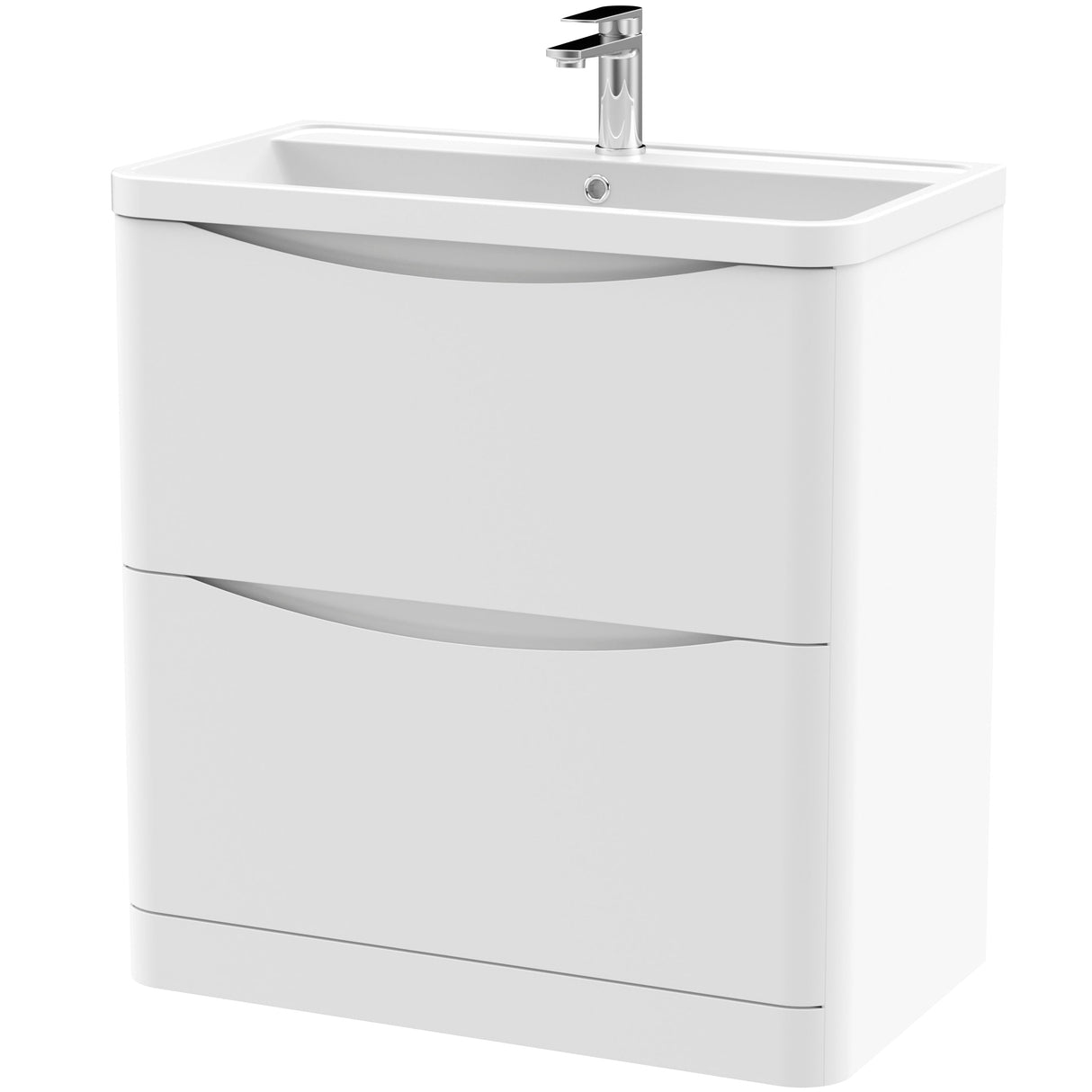 Nuie Lunar 800mm Freestanding 2 Drawer Vanity Unit & Basin Satin White LUN103