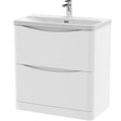 Nuie Lunar 800mm Freestanding 2 Drawer Vanity Unit & Basin Satin White LUN103B
