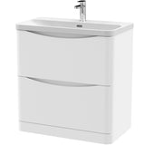 Nuie Lunar 800mm Freestanding 2 Drawer Vanity Unit & Basin Satin White LUN103B