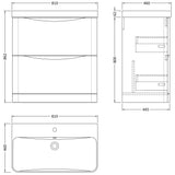 Nuie Lunar 800mm Freestanding 2 Drawer Vanity Unit & Basin Satin White LUN103B LD