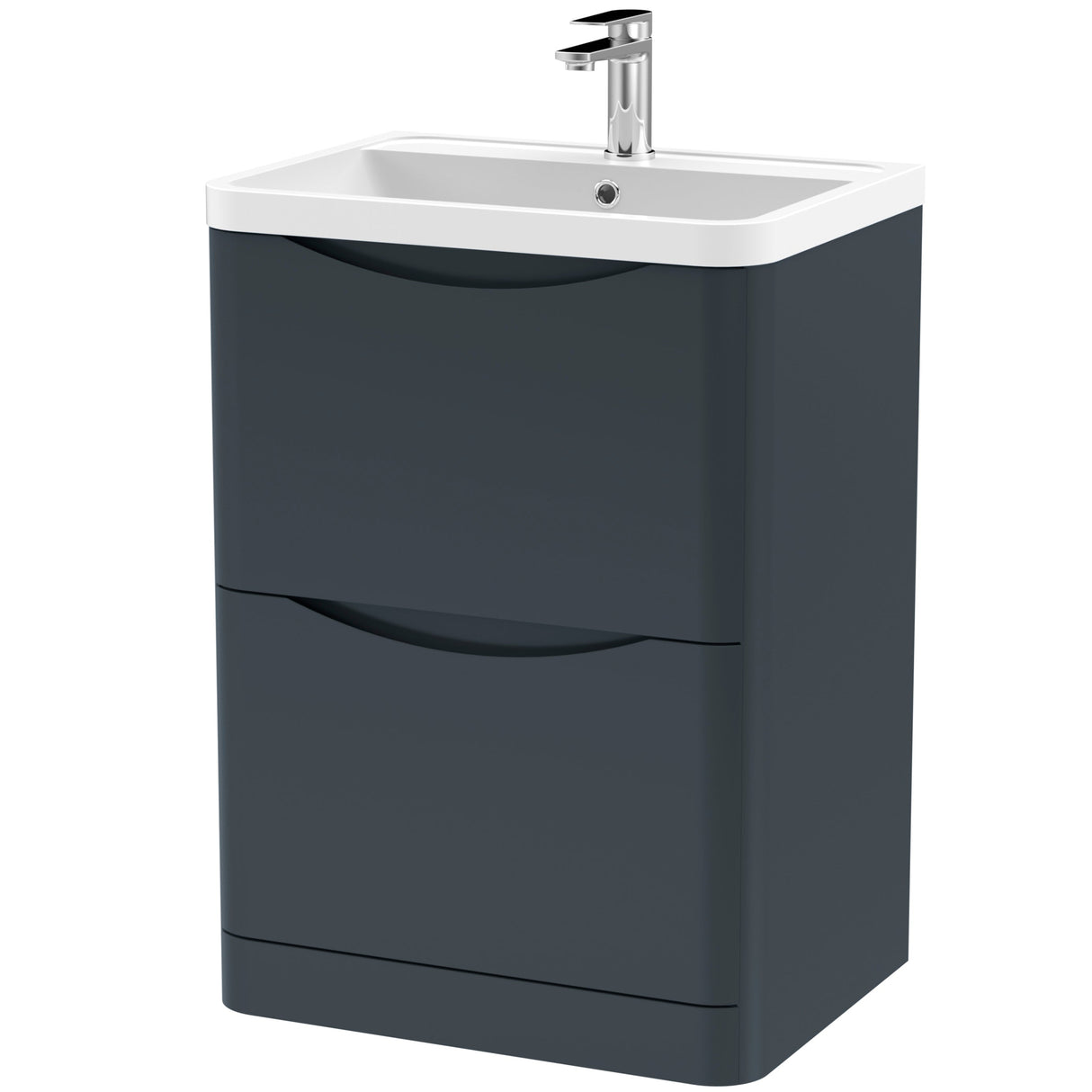 Nuie Lunar 600mm Freestanding 2 Drawer Vanity Unit & Basin Soft Black LUN1401