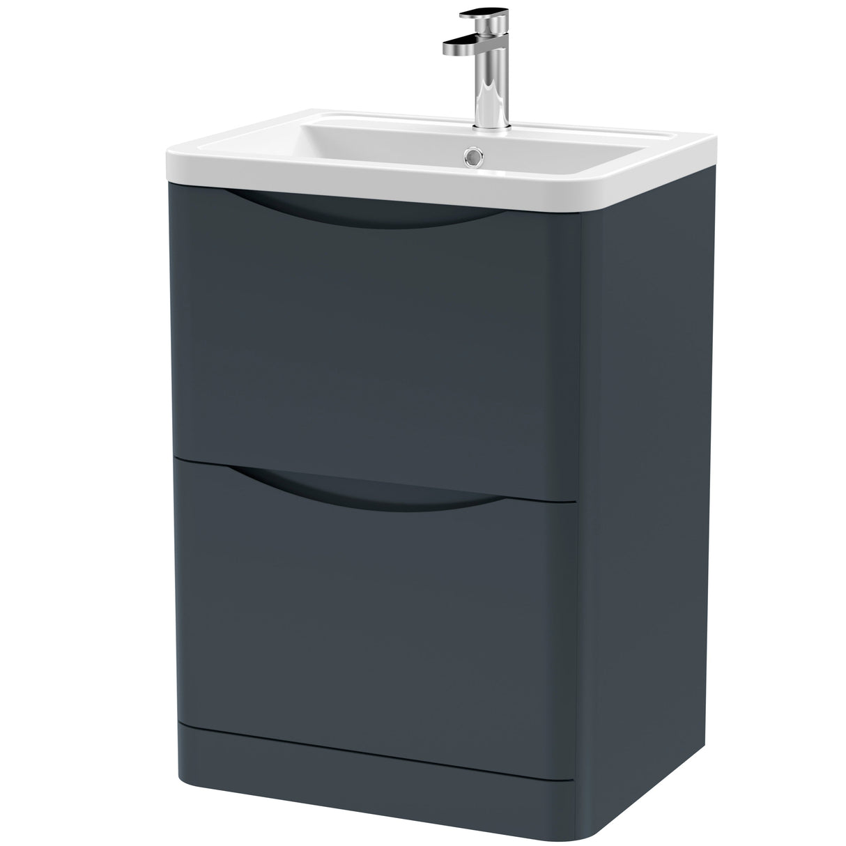 Nuie Lunar 600mm Freestanding 2 Drawer Vanity Unit & Basin Soft Black LUN1401A