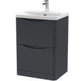 Nuie Lunar 600mm Freestanding 2 Drawer Vanity Unit & Basin Soft Black LUN1401B