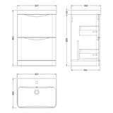 Nuie Lunar 600mm Freestanding 2 Drawer Vanity Unit & Basin Soft Black LUN1401B LD