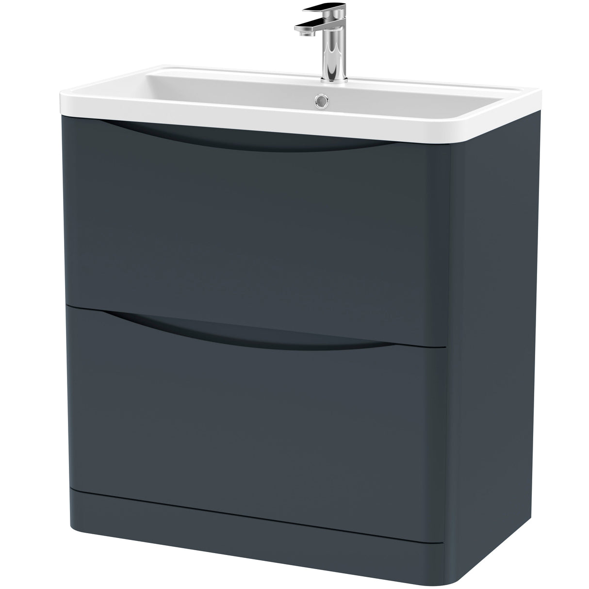 Nuie Lunar 800mm Freestanding 2 Drawer Vanity Unit & Basin Soft Black LUN1403