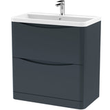 Nuie Lunar 800mm Freestanding 2 Drawer Vanity Unit & Basin Soft Black LUN1403