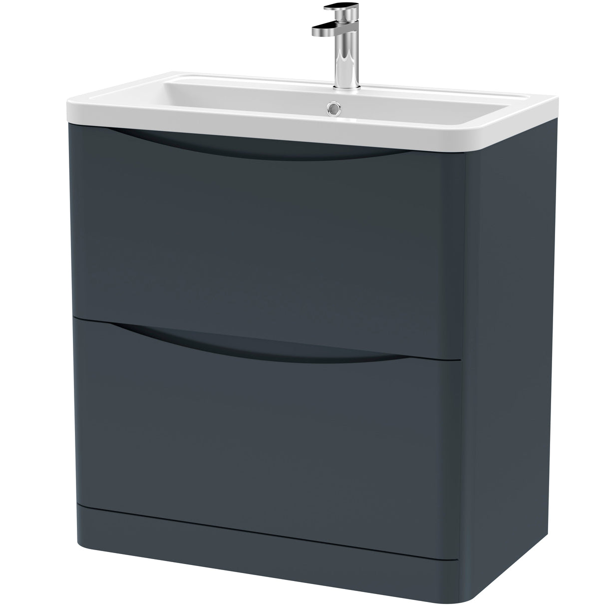 Nuie Lunar 800mm Freestanding 2 Drawer Vanity Unit & Basin Soft Black LUN1403A