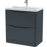 Nuie Lunar 800mm Freestanding 2 Drawer Vanity Unit & Basin Soft Black LUN1403A