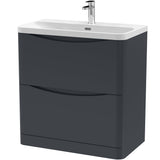 Nuie Lunar 800mm Freestanding 2 Drawer Vanity Unit & Basin Soft Black LUN1403B
