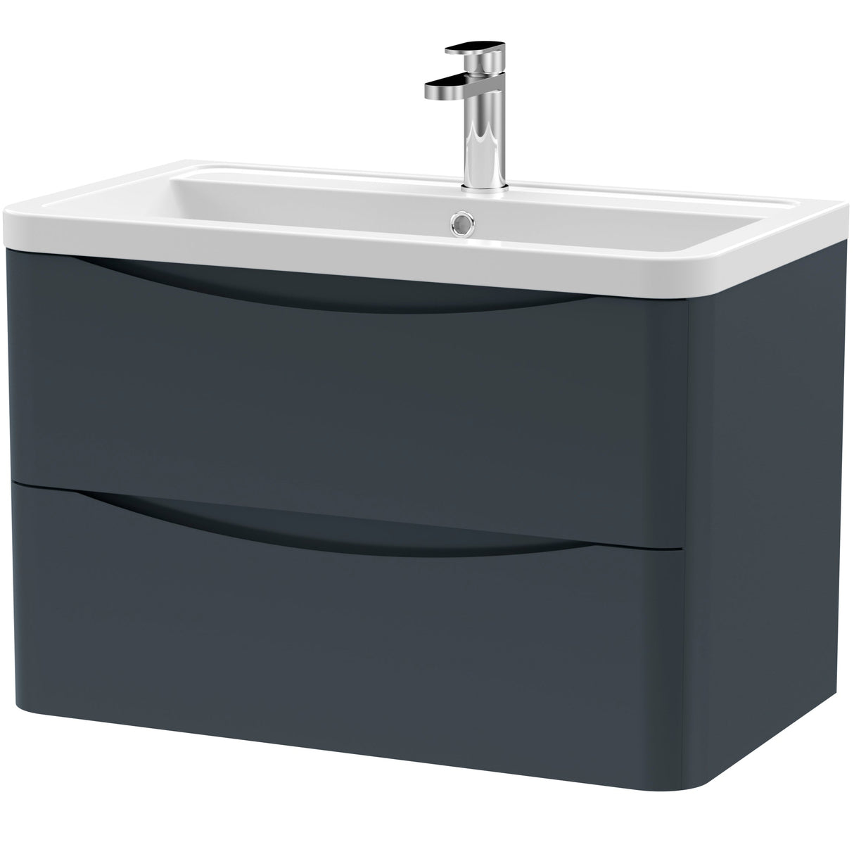 Nuie Lunar 800mm Wall Hung 2 Drawer Vanity Unit & Basin Soft Black LUN1404A
