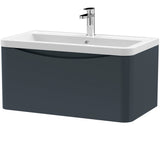 Nuie Lunar 800mm Wall Hung 1 Drawer Vanity Unit & Basin Soft Black LUN1406A