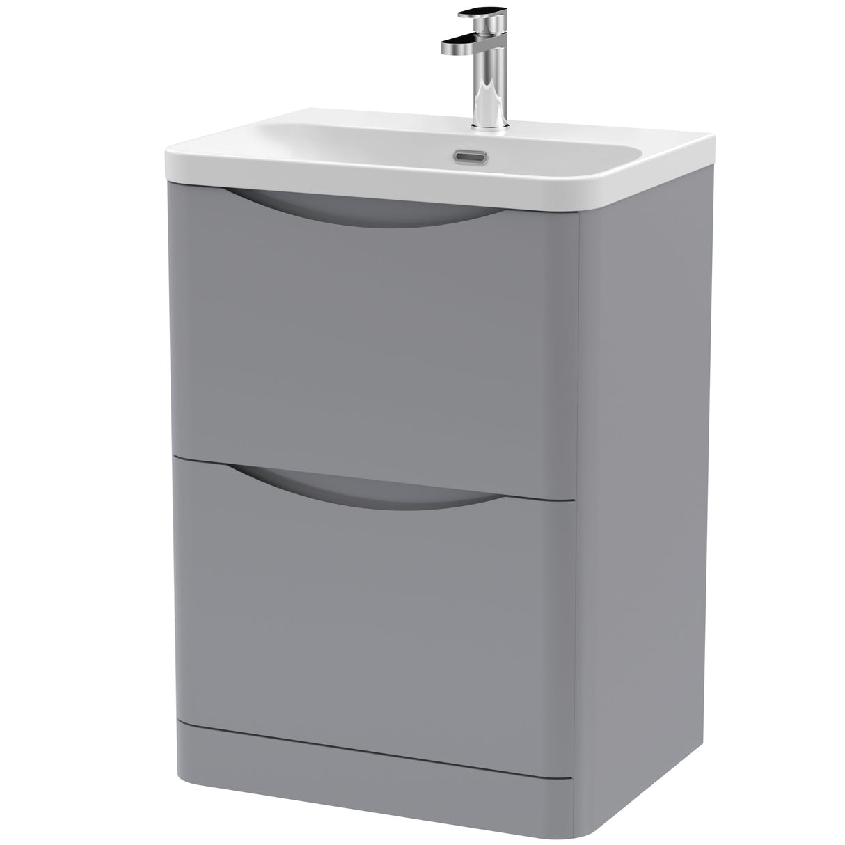 Nuie Lunar 600mm Freestanding 2 Drawer Vanity Unit & Basin Satin Grey LUN201B