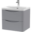 Nuie Lunar 600mm Wall Hung 2 Drawer Vanity Unit & Basin Satin Grey LUN202B