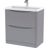 Nuie Lunar 800mm Freestanding 2 Drawer Vanity Unit & Basin Satin Grey LUN203