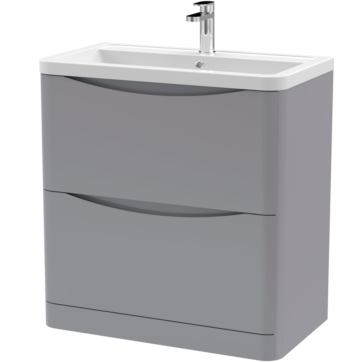 Nuie Lunar 800mm Freestanding 2 Drawer Vanity Unit & Basin Satin Grey LUN203A