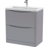 Nuie Lunar 800mm Freestanding 2 Drawer Vanity Unit & Basin Satin Grey LUN203A