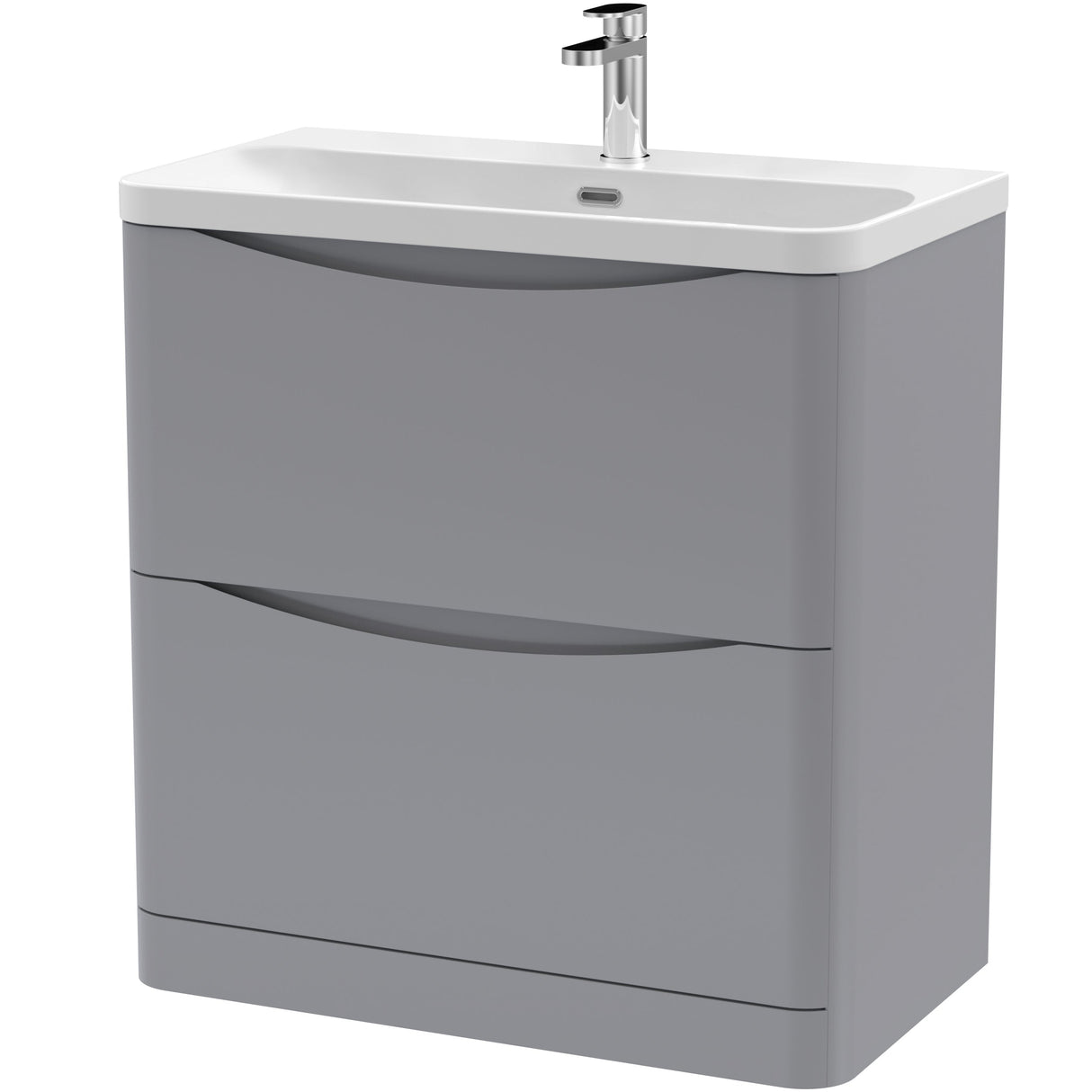 Nuie Lunar 800mm Freestanding 2 Drawer Vanity Unit & Basin Satin Grey LUN203B