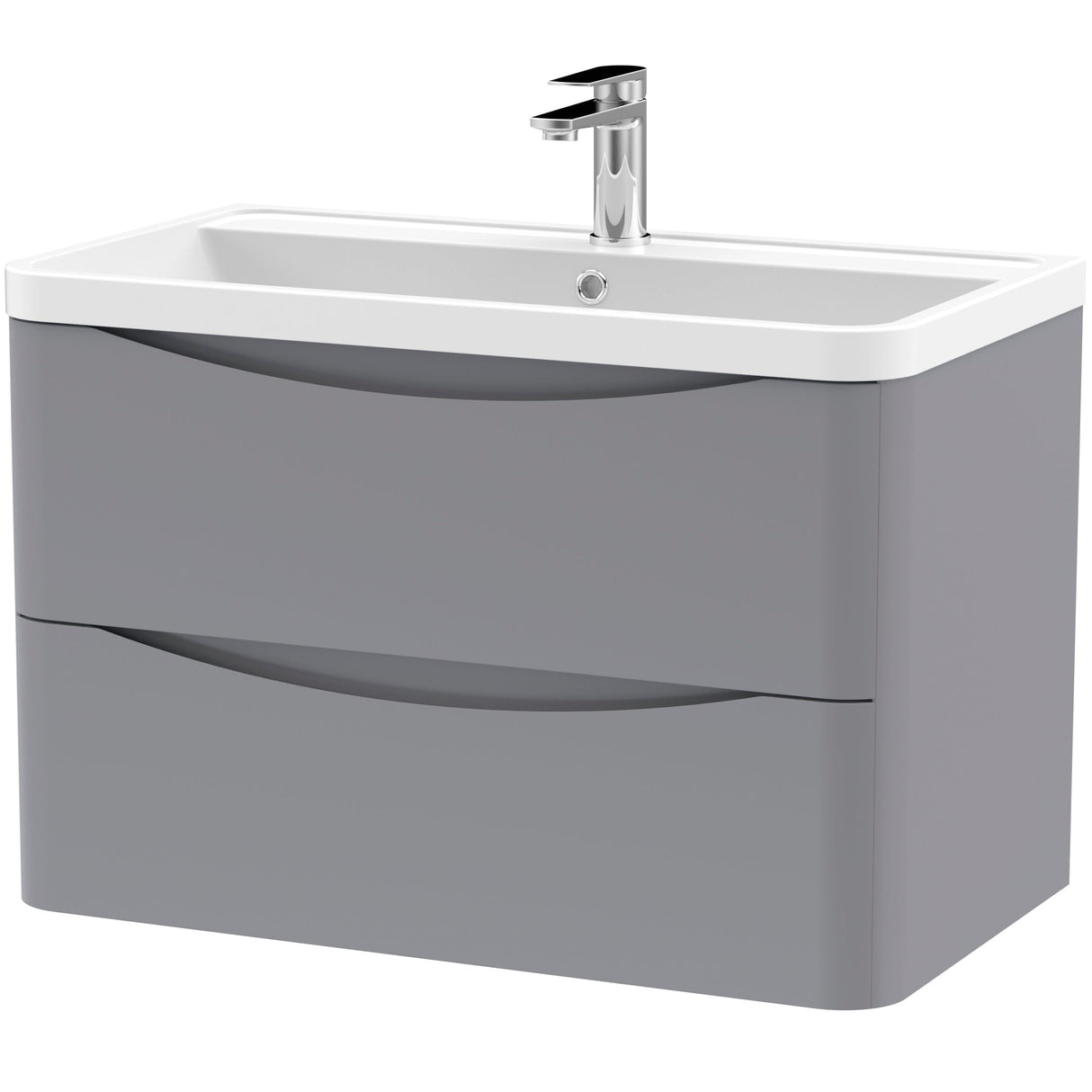 Nuie Lunar 800mm Wall Hung 2 Drawer Vanity Unit & Basin Satin Grey LUN204