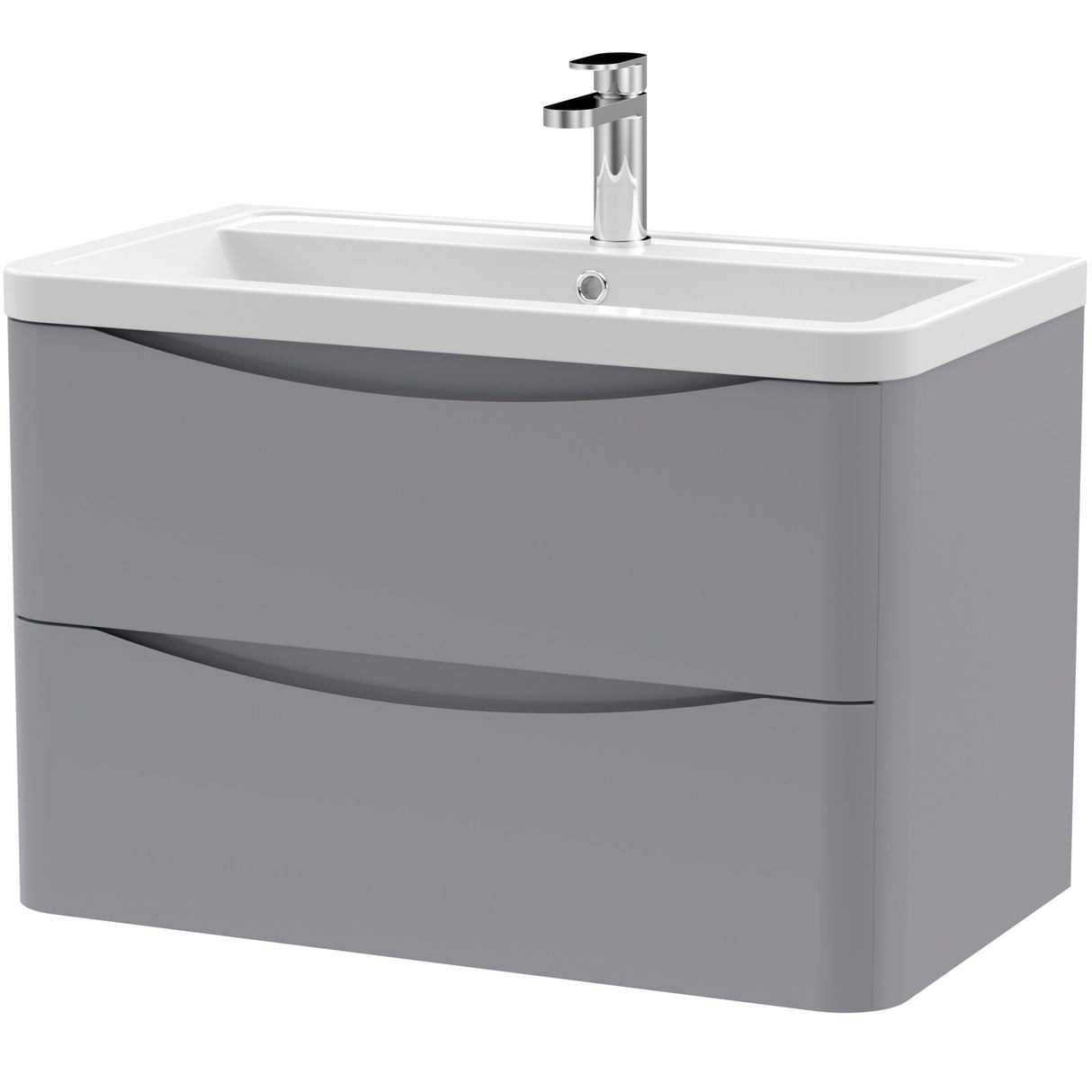 Nuie Lunar 800mm Wall Hung 2 Drawer Vanity Unit & Basin Satin Grey LUN204A