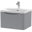 Nuie Lunar 600mm Wall Hung 1 Drawer Vanity Unit & Basin Satin Grey LUN205B