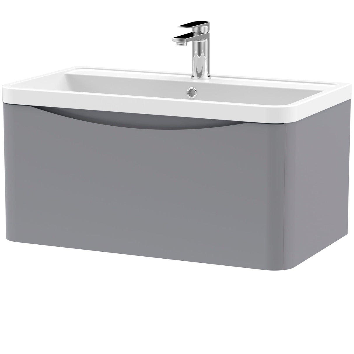 Nuie Lunar 800mm Wall Hung 1 Drawer Vanity Unit & Basin Satin Grey LUN206