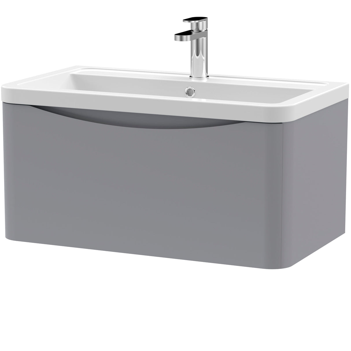Nuie Lunar 800mm Wall Hung 1 Drawer Vanity Unit & Basin Satin Grey LUN206A