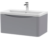Nuie Lunar 800mm Wall Hung 1 Drawer Vanity Unit & Basin Satin Grey LUN206A