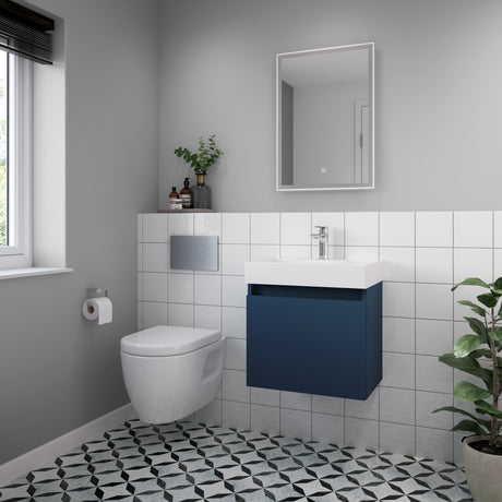 Nuie Lyra LED Touch Sensor Bathroom Mirror H700 x W500mm Silver LQ502 LS2