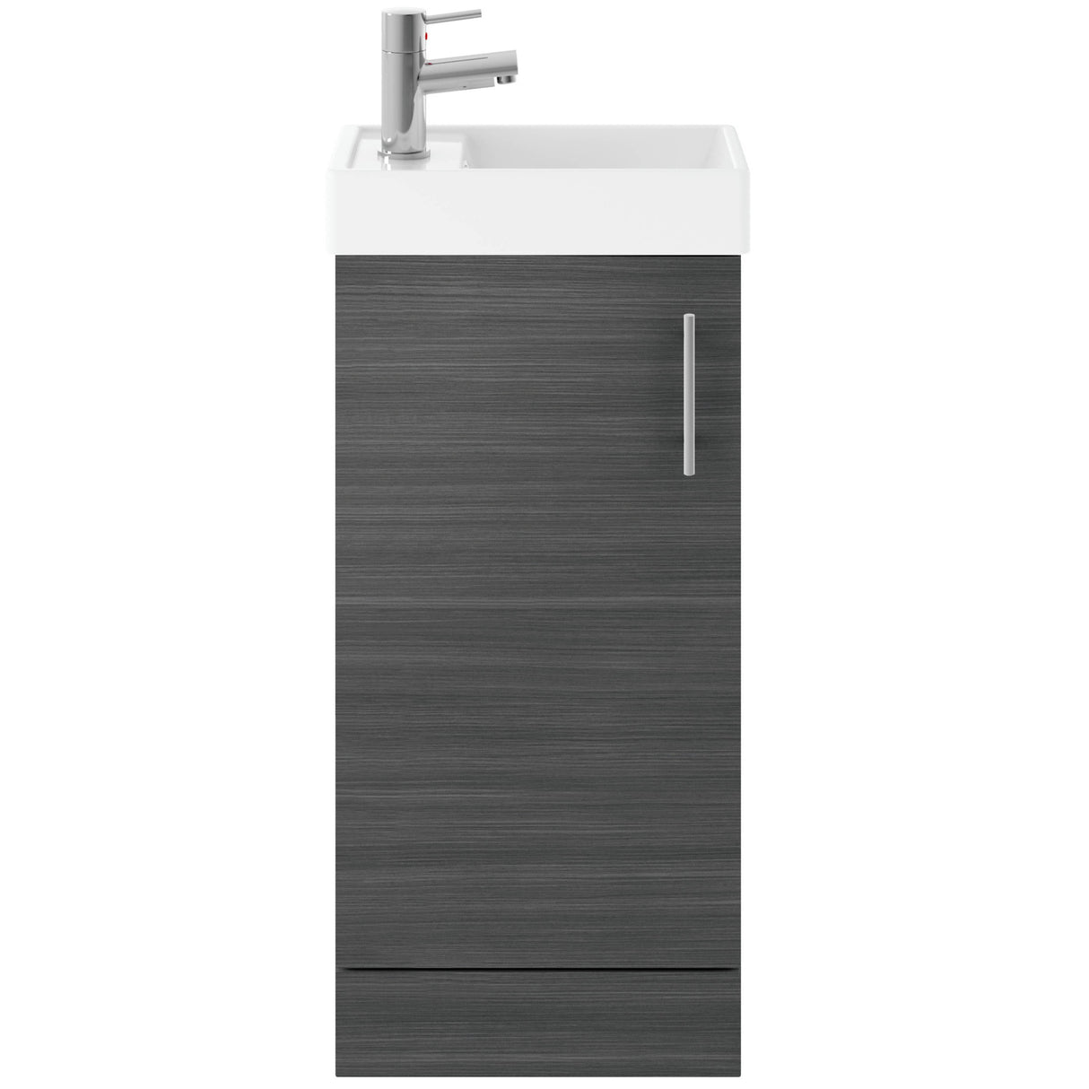 Nuie Vault 400mm Floor Standing 1 Door Vanity Unit & Basin Anthracite Woodgrain MIN003