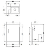 Nuie Vault 400mm Wall Hung 1 Door Vanity Unit & Basin Gloss Grey MIN013 LD