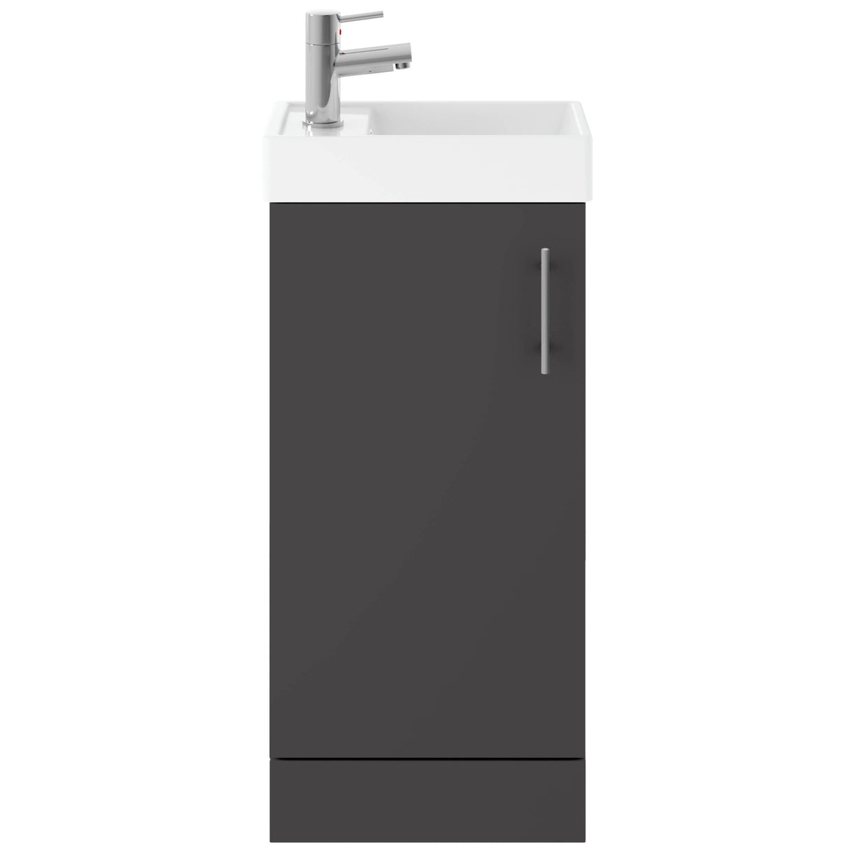 Nuie Vault 400mm Floor Standing 1 Door Vanity Unit & Basin Gloss Grey MIN014
