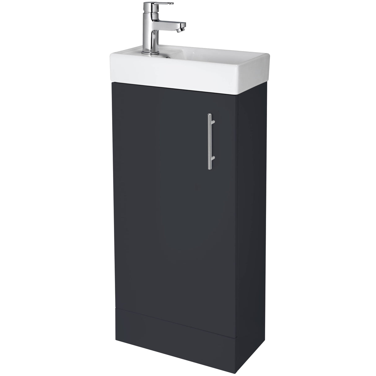 Nuie Vault 400mm Floor Standing 1 Door Vanity Unit & Basin Soft Black MIN024