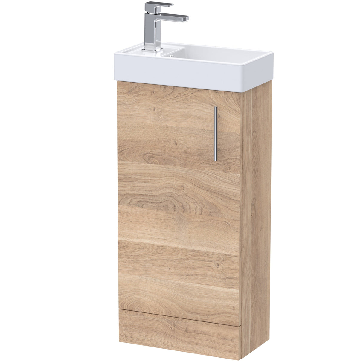 Nuie Vault 400mm Floor Standing 1 Door Vanity Unit & Basin Bleached Oak MIN030