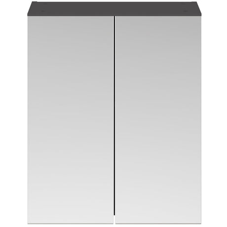 Nuie Fusion 2 Door Wall Hung Mirrored Cabinet W600mm Gloss Grey MOC323