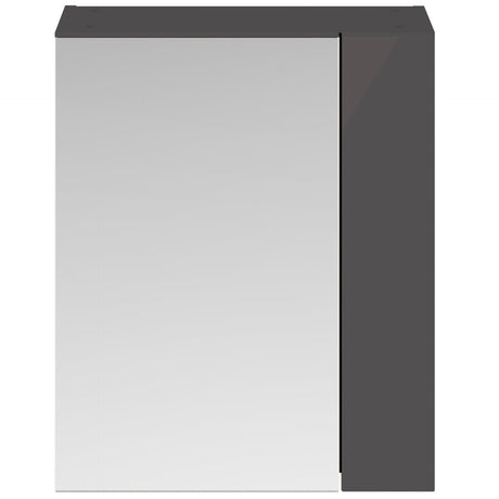 Nuie Fusion 2 Door 75/25 Wall Hung Mirrored Cabinet W600mm Gloss Grey MOC324