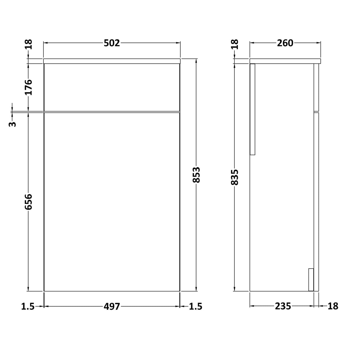 Nuie Athena WC Unit W500mm Gloss Grey MOC342 LD