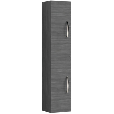Nuie Athena 2 Door Wall Hung Tall Storage Unit W300mm Anthracite Woodgrain MOD562