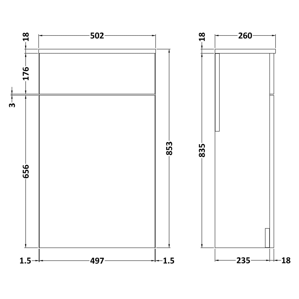 Nuie Athena WC Unit W500mm Charcoal Black MOD642 LD