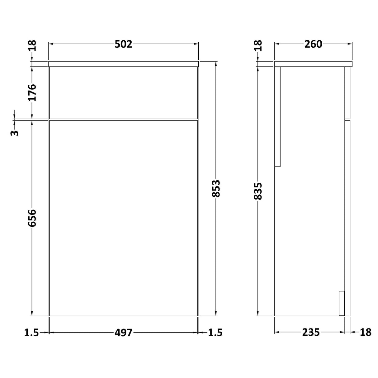 Nuie Athena WC Unit W500mm Gloss White MOE142 LD